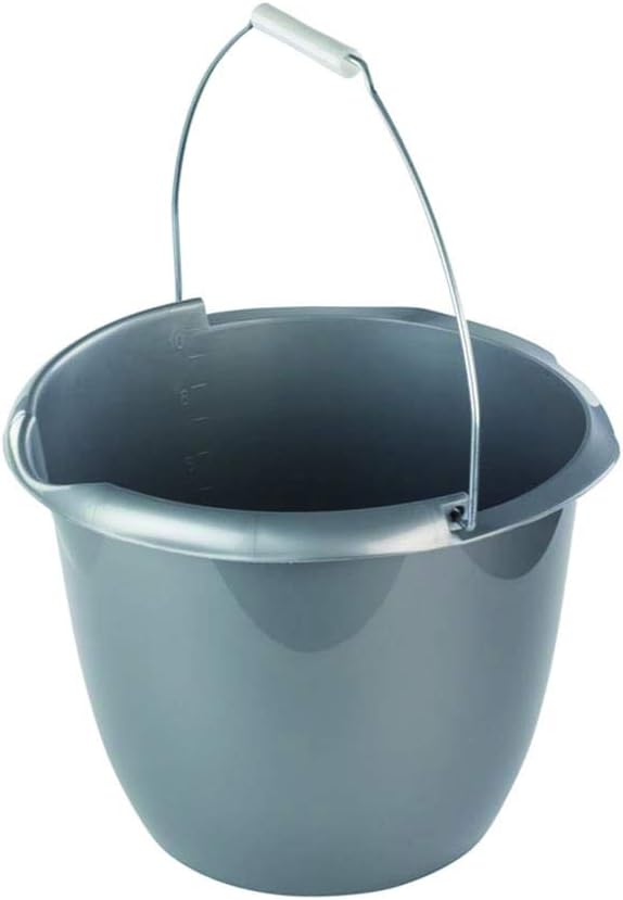 Round Plastic Bucket with Handle – 10L, Gray