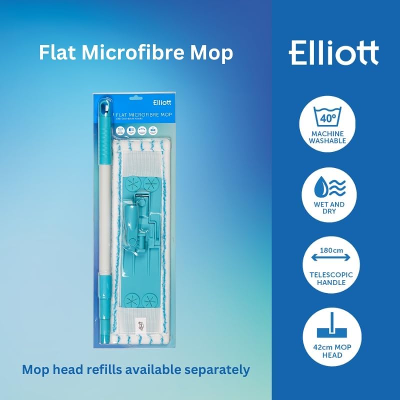 Flat Microfibre Mop with Extendable Handle – 42cm