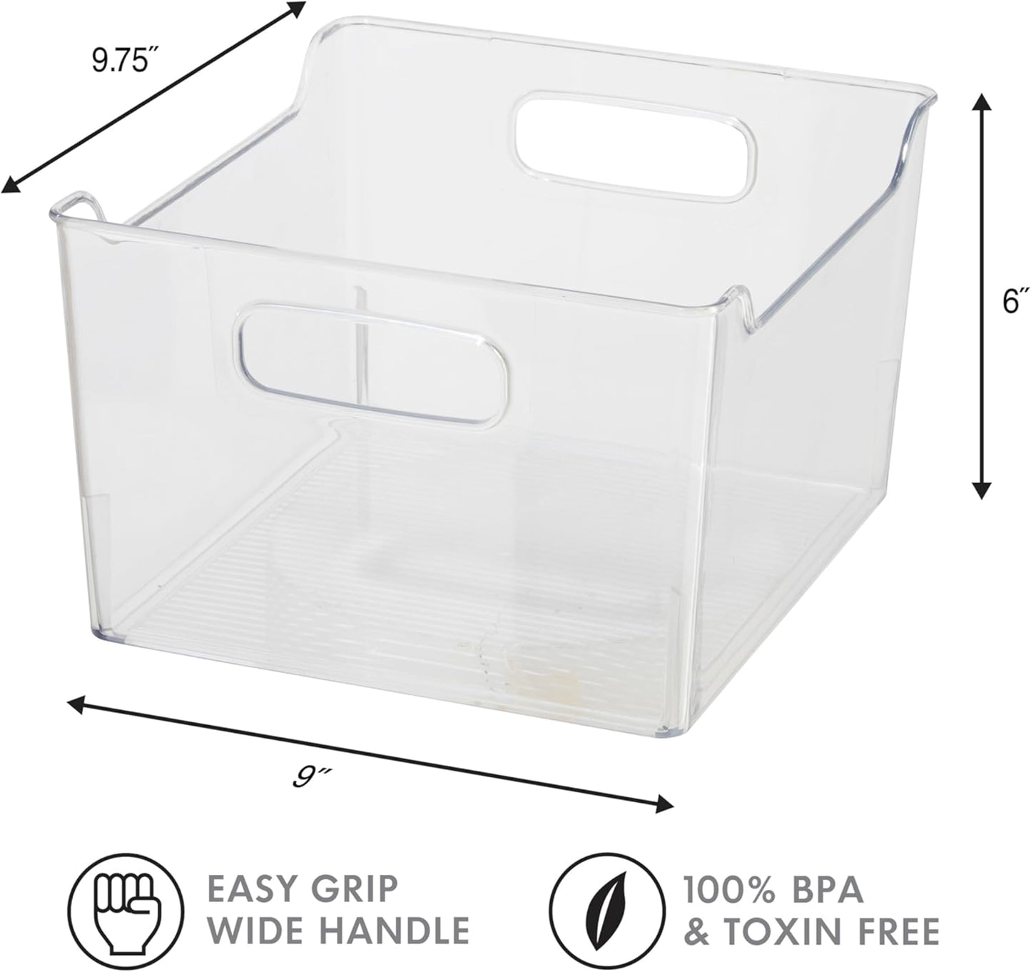 Clear Plastic Storage Bin with Handles – Deep