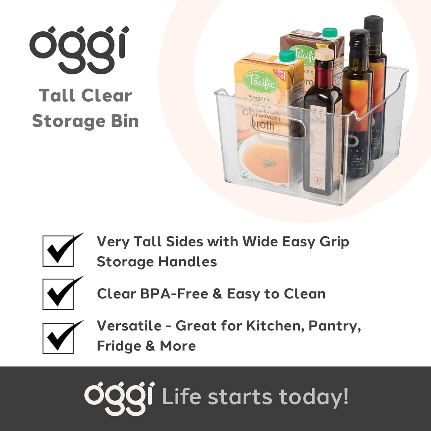 Clear Plastic Storage Bin with Handles – Deep