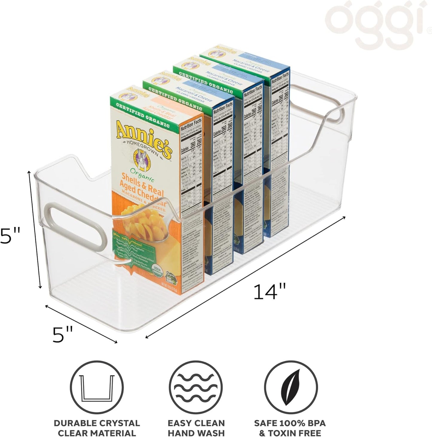 High-Wall Cabinet and Drawer Storage Bin with Handles – Clear