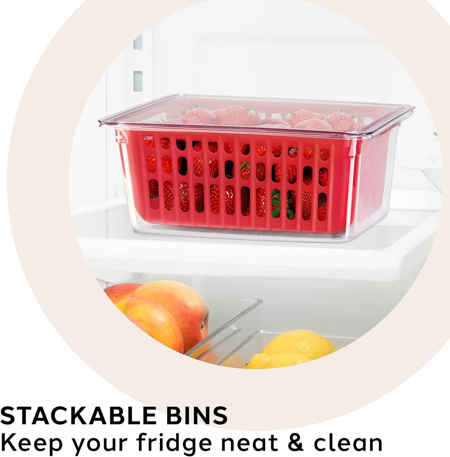 Berry Storage Bin with Colander Insert – Red