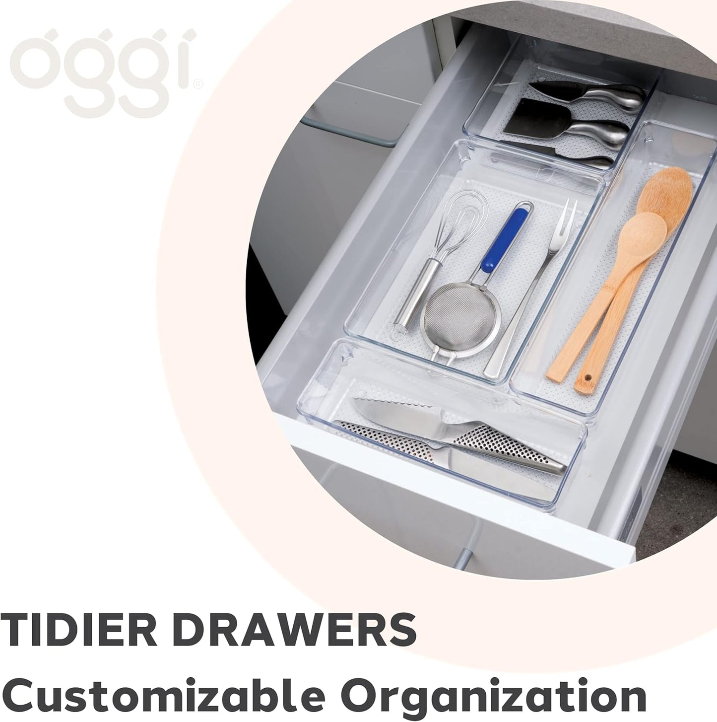 Set of 5 Clear Plastic Drawer Organizers – Assorted Sizes