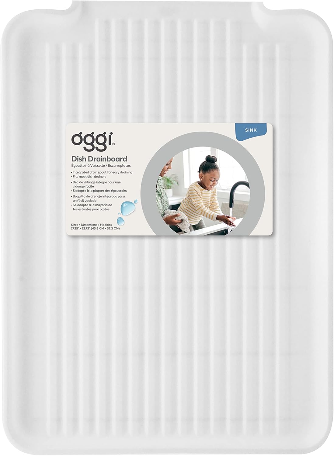 Plastic Dish Drain Board & Drying Tray – White