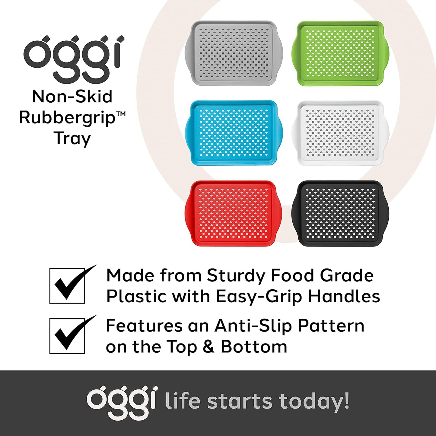 Anti-Slip Serving Tray with Handles – Black, Rectangular
