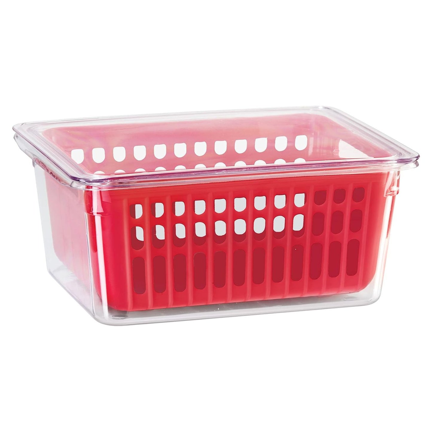 Berry Storage Bin with Colander Insert – Red