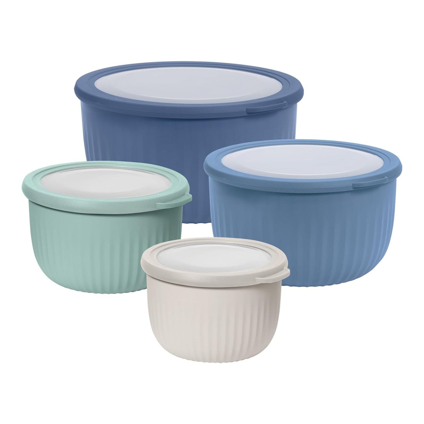 Set of 4 Plastic Food Prep & Storage Bowls with Airtight Lids – Multicolor, 0.7 to 4 Qt
