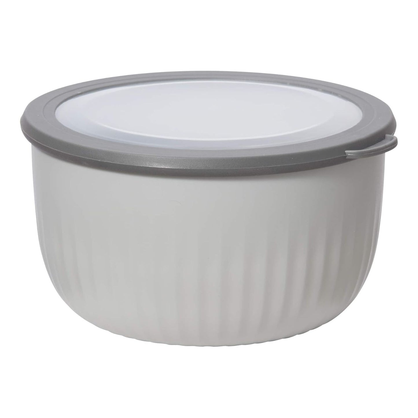Plastic Food Prep & Storage Bowl with Airtight Lid – 4 Qt, Light Gray