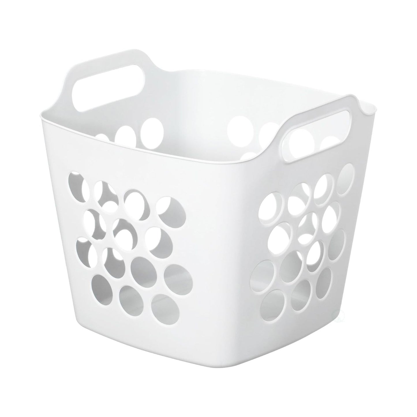Square Plastic Laundry Basket with Side Handles – 28L, White
