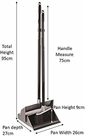 Upright Dustpan and Brush Set with Long Handles