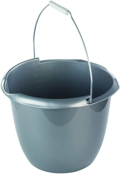 Round Plastic Bucket with Handle – 10L, Gray