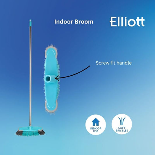 Indoor Sweeping Broom with Stiff Fibres and Long Handle – 27cm Wide