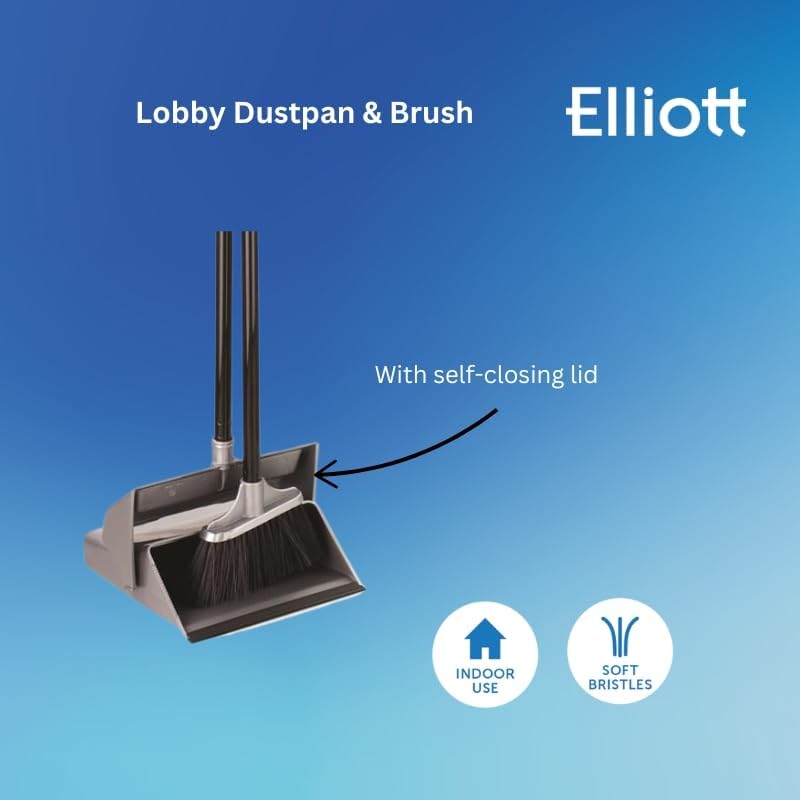 Upright Dustpan and Brush Set with Long Handles