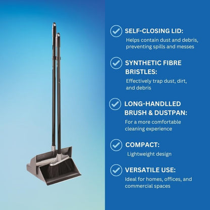 Upright Dustpan and Brush Set with Long Handles