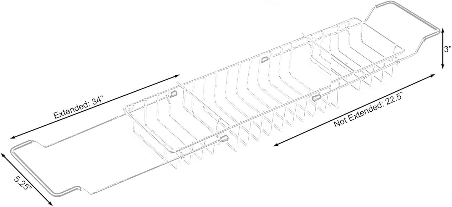Expandable Metal Bathtub Caddy with Rubber Handles