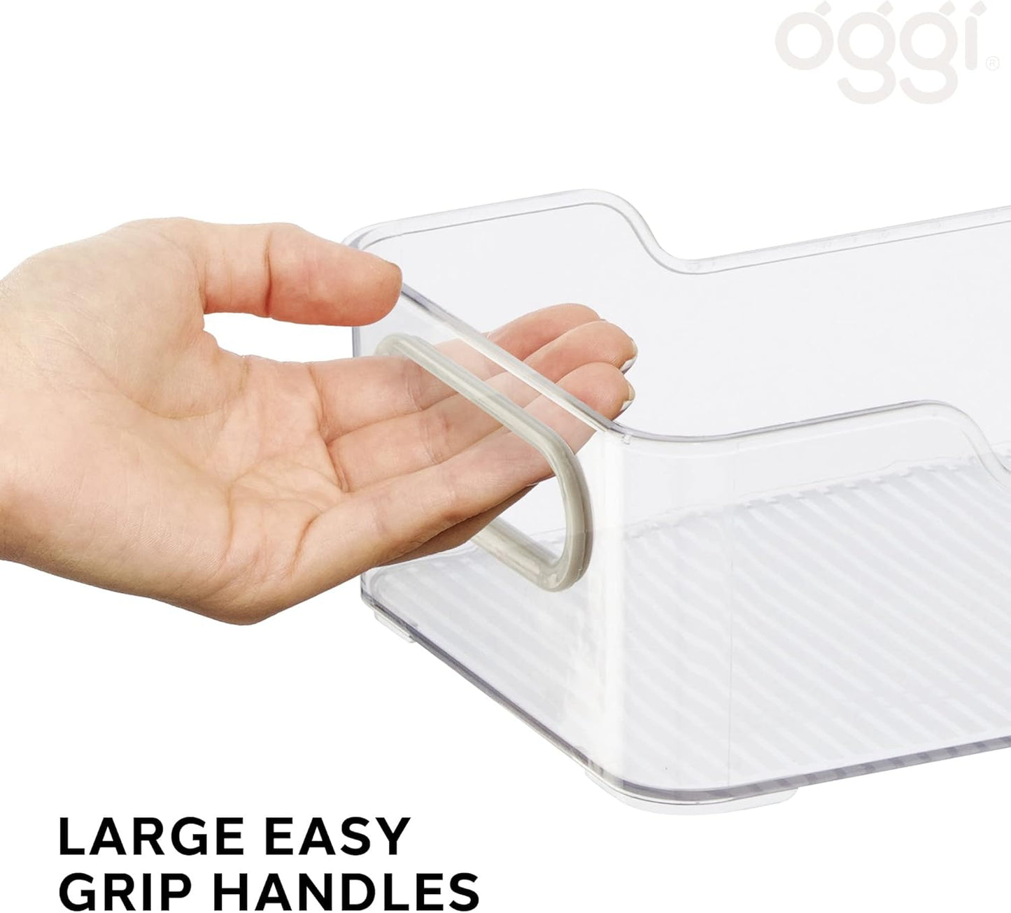 High-Wall Cabinet and Drawer Storage Bin with Handles – Clear