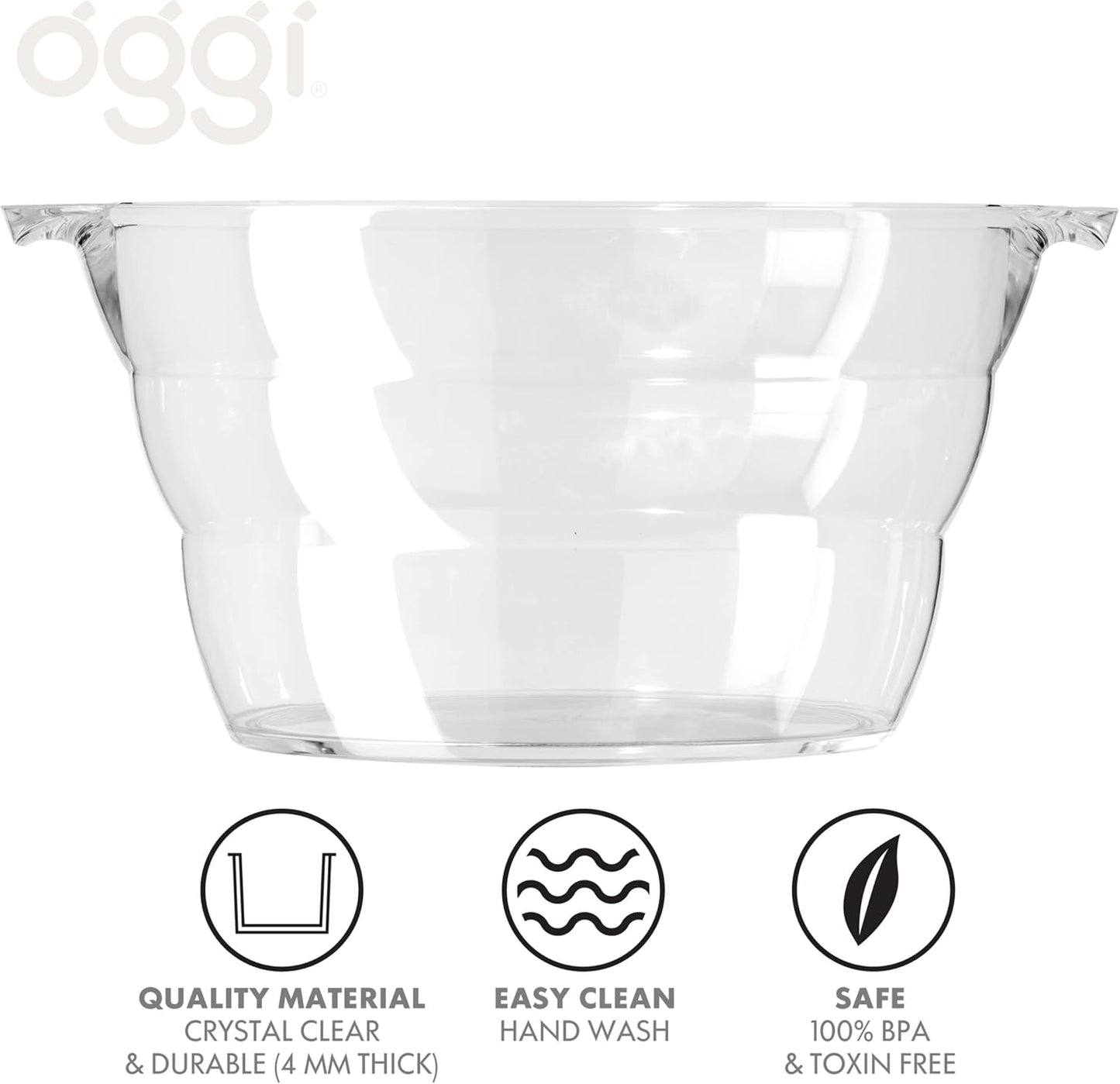 Acrylic Oval Party Tub with Handles – Clear Beverage Cooler