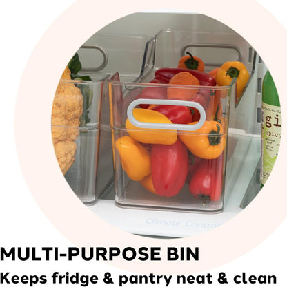 High-Wall Cabinet and Drawer Storage Bin with Handles – Clear