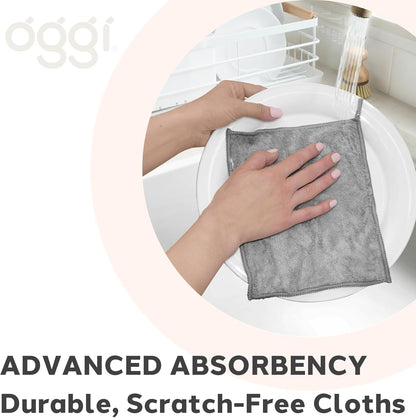 Bamboo Kitchen Washcloths – Odor-Free, Absorbent & Reusable, 6 Pack, Gray