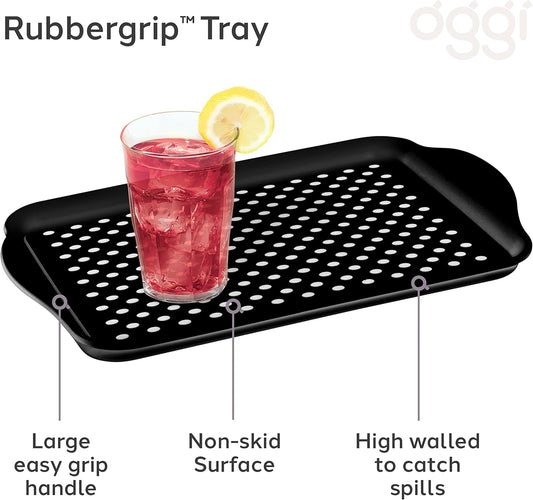 Anti-Slip Serving Tray with Handles – Black, Rectangular