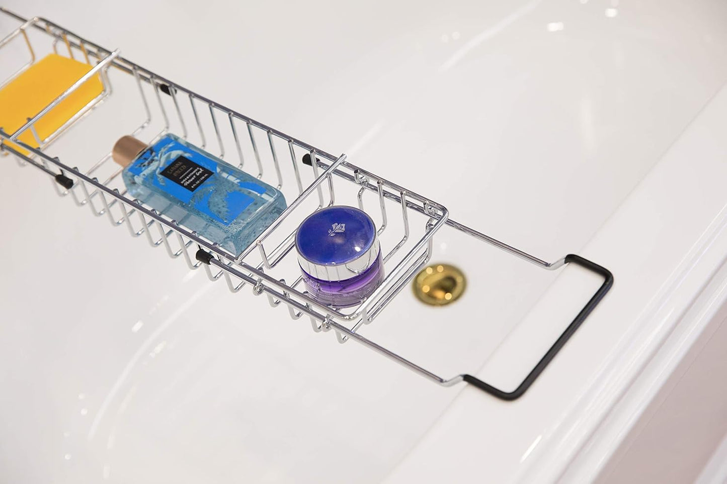 Expandable Metal Bathtub Caddy with Rubber Handles