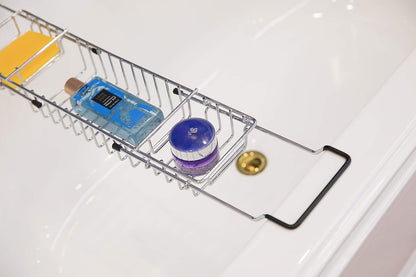 Expandable Metal Bathtub Caddy with Rubber Handles