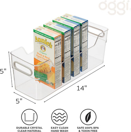 High-Wall Cabinet and Drawer Storage Bin with Handles – Clear
