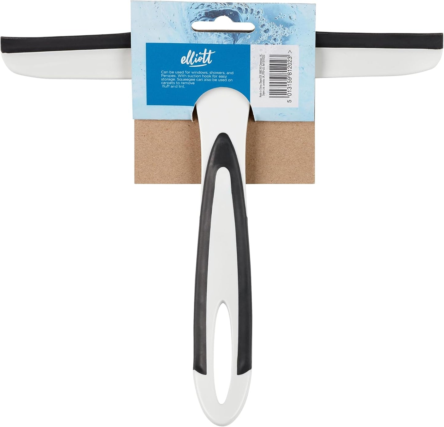 Shower Squeegee with Rubber Blade – White/Black, 25 cm