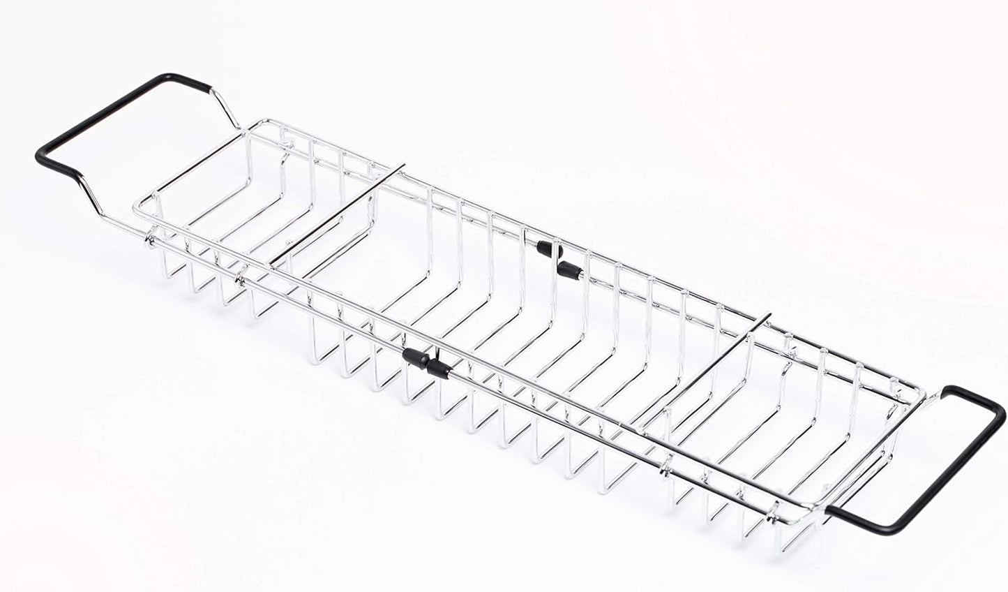Expandable Metal Bathtub Caddy with Rubber Handles