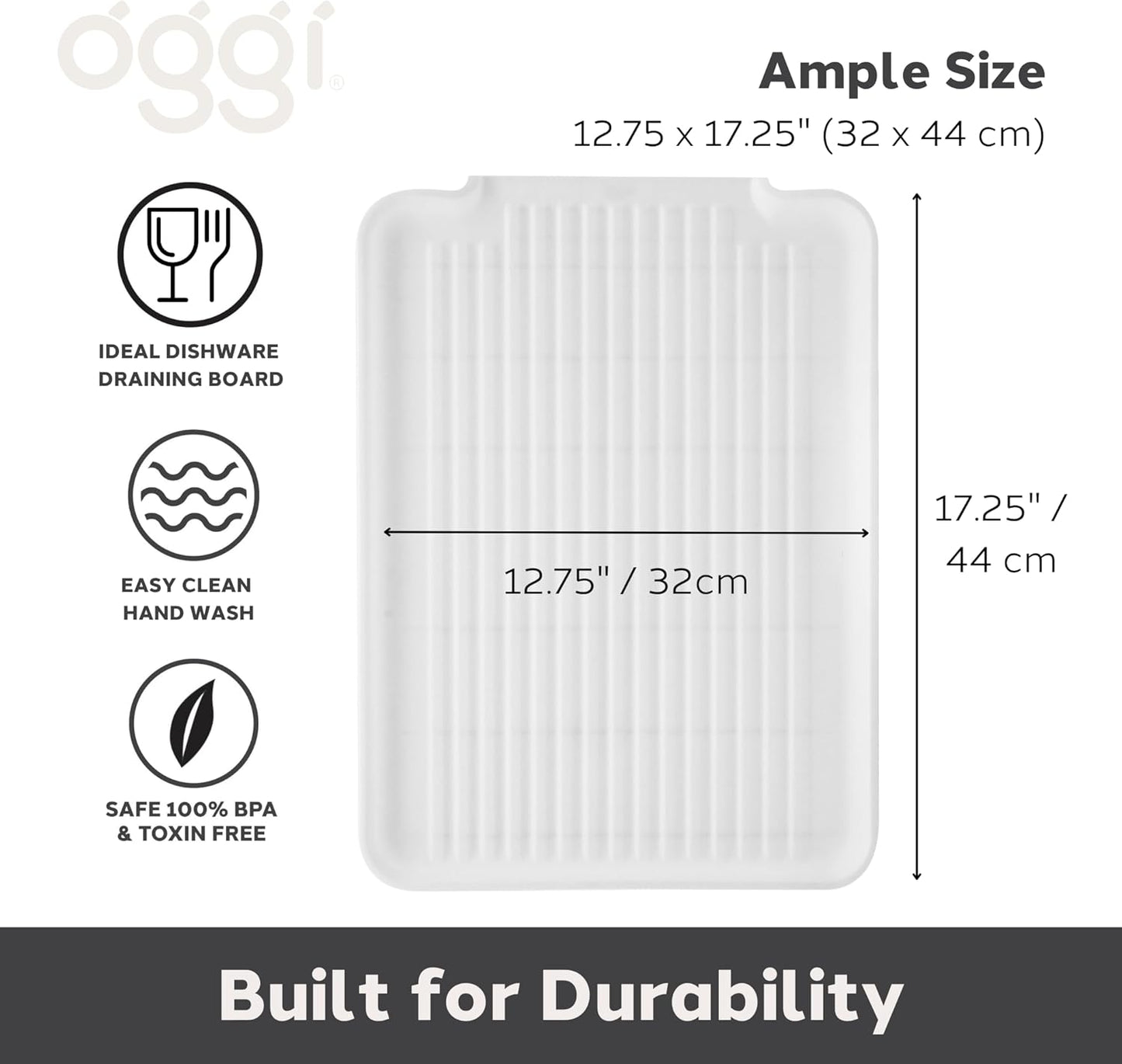 Plastic Dish Drain Board & Drying Tray – White