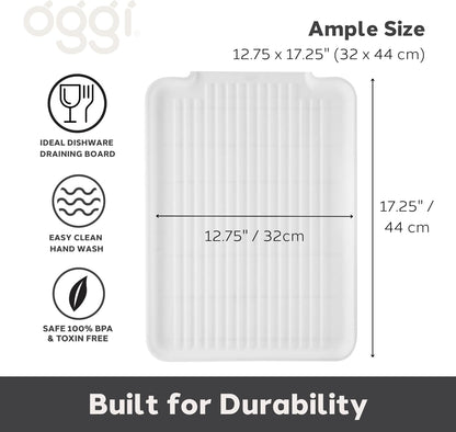 Plastic Dish Drain Board & Drying Tray – White