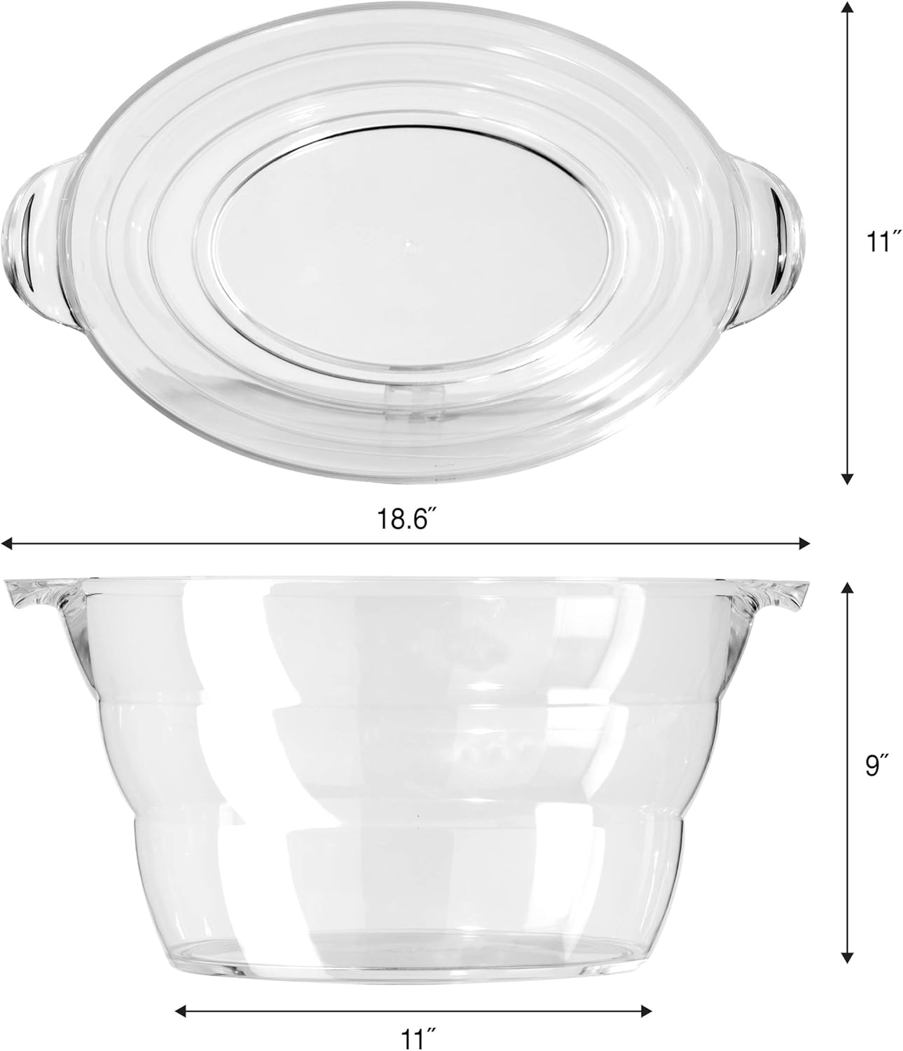 Acrylic Oval Party Tub with Handles – Clear Beverage Cooler