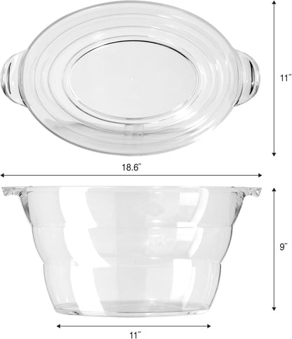 Acrylic Oval Party Tub with Handles – Clear Beverage Cooler