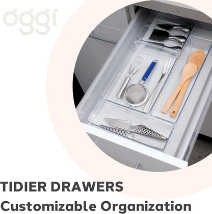 Set of 5 Clear Plastic Drawer Organizers – Assorted Sizes
