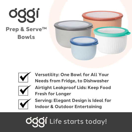 Plastic Food Prep & Storage Bowl with Airtight Lid – 4 Qt, Light Gray