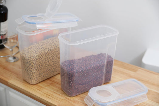Large Plastic Cereal Containers with Airtight Spout Lid – Set of 2