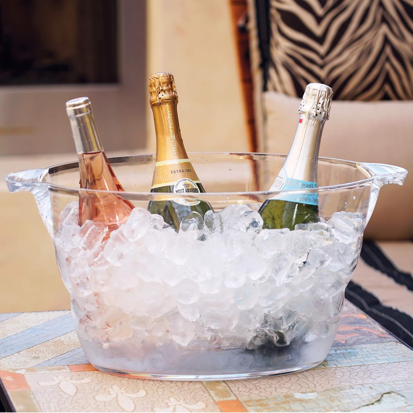 Acrylic Oval Party Tub with Handles – Clear Beverage Cooler