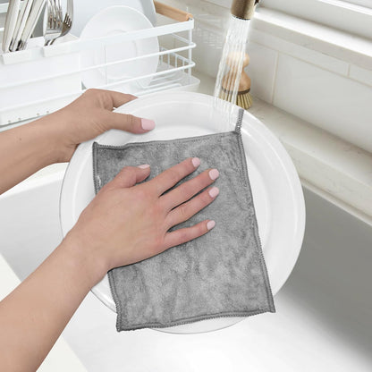Bamboo Kitchen Washcloths – Odor-Free, Absorbent & Reusable, 6 Pack, Gray