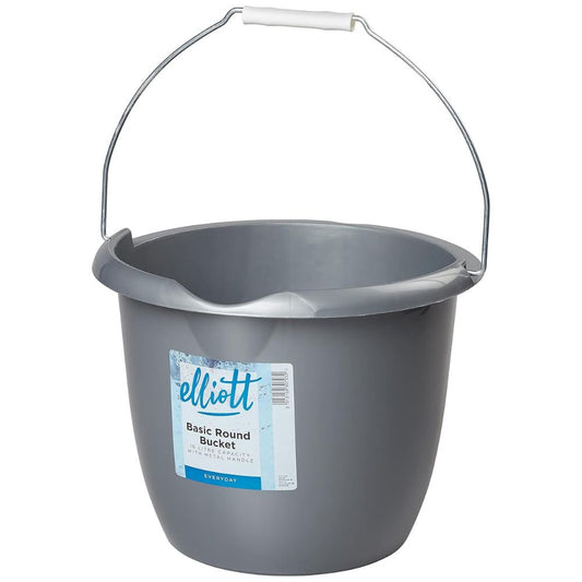 Round Plastic Bucket with Handle – 10L, Gray