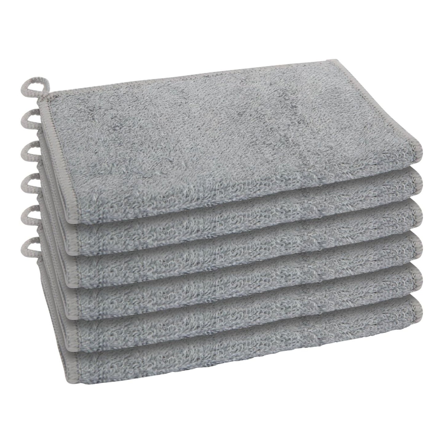 Bamboo Kitchen Washcloths – Odor-Free, Absorbent & Reusable, 6 Pack, Gray