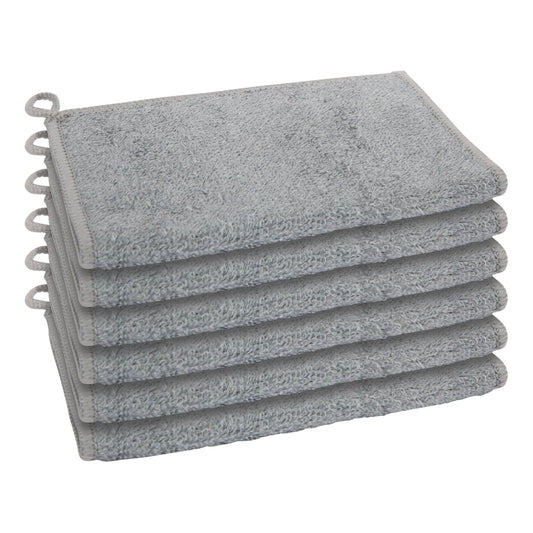 Bamboo Kitchen Washcloths – Odor-Free, Absorbent & Reusable, 6 Pack, Gray