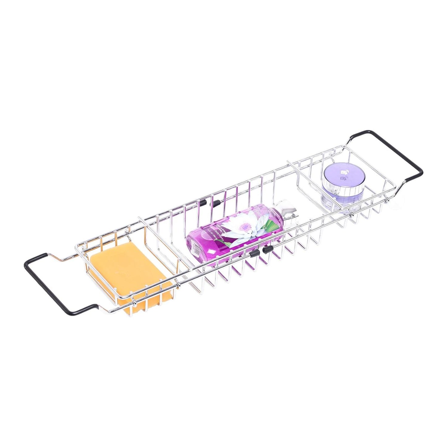 Expandable Metal Bathtub Caddy with Rubber Handles