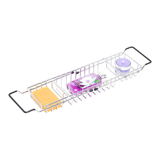 Expandable Metal Bathtub Caddy with Rubber Handles