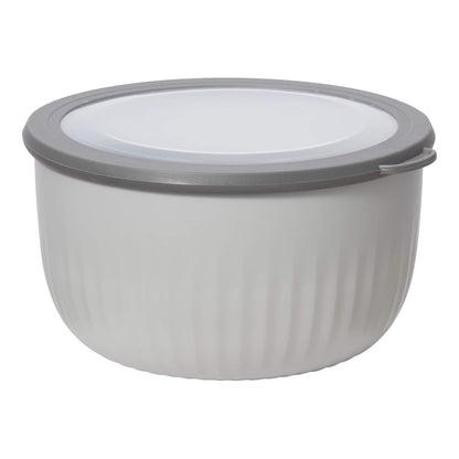 Plastic Food Prep & Storage Bowl with Airtight Lid – 4 Qt, Light Gray