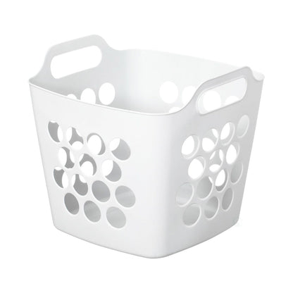 Square Plastic Laundry Basket with Side Handles – 28L, White