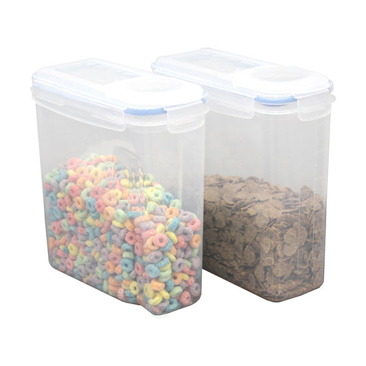 Large Plastic Cereal Containers with Airtight Spout Lid – Set of 2