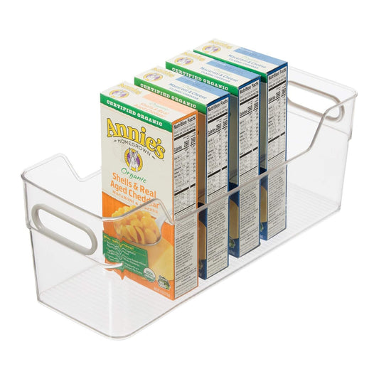 High-Wall Cabinet and Drawer Storage Bin with Handles – Clear